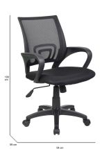 Sedia con ruote imbottita in tessuto nera - Reticolo