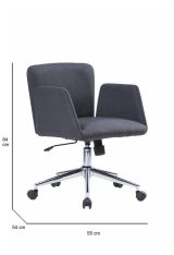 Sedia con ruote moderna con braccioli in ecopelle grigia - Assoro