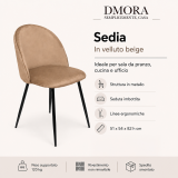 Sedia cucina imbottita in velluto beige - Achito