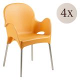 Sedia da Esterno Arancione 4 Sedie Impilabile, Braccioli Made in Italy - Raimund