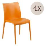 Sedia da Esterno Arancione 4 Sedie Impilabile, Peso Supportato 120 kg Made in Italy - Grover
