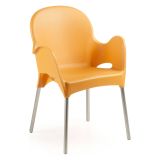 Sedia da Esterno Arancione una Sedia Impilabile, Braccioli Made in Italy - Vashti