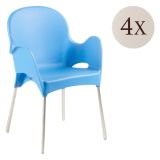 Sedia da Esterno Azzurro 4 Sedie Impilabile, Braccioli Made in Italy - Raimund