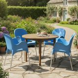 Sedia da Esterno Azzurro 4 Sedie Impilabile, Braccioli Made in Italy - Raimund