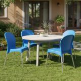 Sedia da Esterno Azzurro 4 Sedie Impilabile, Peso Supportato 120 kg Made in Italy - Eclectic