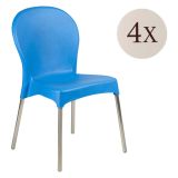Sedia da Esterno Azzurro 4 Sedie Impilabile, Peso Supportato 120 kg Made in Italy - Eclectic