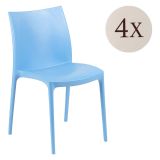 Sedia da Esterno Azzurro 4 Sedie Impilabile, Peso Supportato 120 kg Made in Italy - Grover