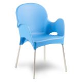 Sedia da Esterno Azzurro una Sedia Impilabile, Braccioli Made in Italy - Vashti