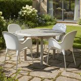 Sedia da Esterno Beige 4 Sedie Impilabile, Braccioli Made in Italy - Raimund