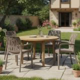 Sedia da Esterno Beige 4 Sedie Impilabile, Braccioli Made in Italy - Rumley