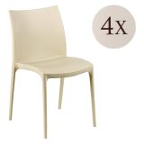 Sedia da Esterno Beige 4 Sedie Impilabile, Peso Supportato 120 kg Made in Italy - Grover