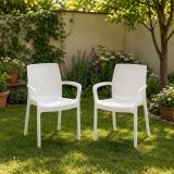 Sedia da Esterno Bianco 2 Sedie Impermeabile, Impilabile Made in Italy - Mattagga