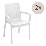 Sedia da Esterno Bianco 2 Sedie Impermeabile, Impilabile Made in Italy - Mattagga