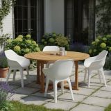 Sedia da Esterno Bianco 4 Sedie Braccioli, Peso Supportato 120 kg Made in Italy - Beachfield