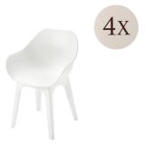 Sedia da Esterno Bianco 4 Sedie Braccioli, Peso Supportato 120 kg Made in Italy - Beachfield