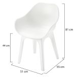 Sedia da Esterno Bianco 4 Sedie Braccioli, Peso Supportato 120 kg Made in Italy - Beachfield