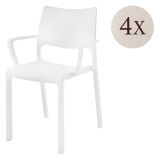 Sedia da Esterno Bianco 4 Sedie Braccioli, Peso Supportato 120 kg Made in Italy - Cambon