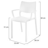 Sedia da Esterno Bianco 4 Sedie Braccioli, Peso Supportato 120 kg Made in Italy - Cambon