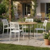 Sedia da Esterno Bianco 4 Sedie Braccioli, Peso Supportato 120 kg Made in Italy - Hero