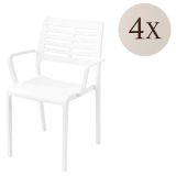 Sedia da Esterno Bianco 4 Sedie Braccioli, Peso Supportato 120 kg Made in Italy - Hero