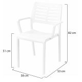 Sedia da Esterno Bianco 4 Sedie Braccioli, Peso Supportato 120 kg Made in Italy - Hero