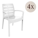 Sedia da Esterno Bianco 4 Sedie Impilabile, Braccioli Made in Italy - Excel
