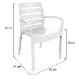 Sedia da Esterno Bianco 4 Sedie Impilabile, Braccioli Made in Italy - Excel