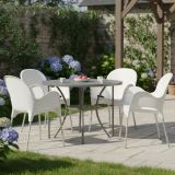 Sedia da Esterno Bianco 4 Sedie Impilabile, Braccioli Made in Italy - Raimund