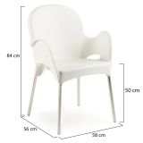 Sedia da Esterno Bianco 4 Sedie Impilabile, Braccioli Made in Italy - Raimund
