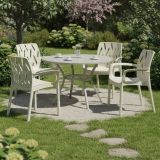 Sedia da Esterno Bianco 4 Sedie Impilabile, Braccioli Made in Italy - Rumley