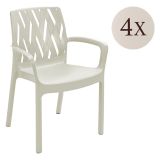 Sedia da Esterno Bianco 4 Sedie Impilabile, Braccioli Made in Italy - Rumley