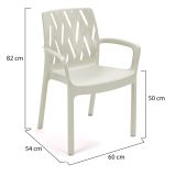 Sedia da Esterno Bianco 4 Sedie Impilabile, Braccioli Made in Italy - Rumley