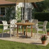 Sedia da Esterno Bianco 4 Sedie Impilabile, Braccioli Made in Italy - Rumley