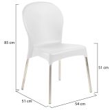 Sedia da Esterno Bianco 4 Sedie Impilabile, Peso Supportato 120 kg Made in Italy - Eclectic