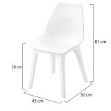 Sedia da Esterno Bianco 4 Sedie Peso Supportato 120 kg, Colore Seduta Bianco Made in Italy - Montivilla