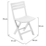 Sedia da Esterno Bianco 4 Sedie Pieghevole, Peso Supportato 120 kg Made in Italy - Jennie