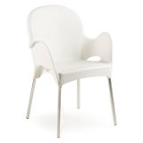 Sedia da Esterno Bianco una Sedia Impilabile, Braccioli Made in Italy - Vashti