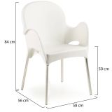 Sedia da Esterno Bianco una Sedia Impilabile, Braccioli Made in Italy - Vashti