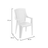 Sedia da Esterno Bianco una Sedia Impilabile, Braccioli - Masainas
