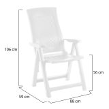 Sedia da Esterno Bianco una Sedia Schienale Reclinabile, Multiposizione Made in Italy - Alburni