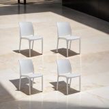 Sedia da esterno Dventurin, Seggiola da giardino, Seduta outdoor multiuso, Panchina da giardino, Made in Italy, 54x46 h80 cm, Bianco