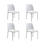 Sedia da esterno Dventurin, Seggiola da giardino, Seduta outdoor multiuso, Panchina da giardino, Made in Italy, 54x46 h80 cm, Bianco