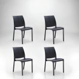 Sedia da esterno Dventurin, Seggiola da giardino, Seduta outdoor multiuso, Panchina da giardino, Made in Italy, 54x46 h80 cm, Nero
