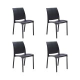 Sedia da esterno Dventurin, Seggiola da giardino, Seduta outdoor multiuso, Panchina da giardino, Made in Italy, 54x46 h80 cm, Nero