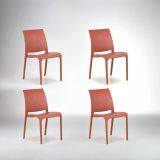 Sedia da esterno Dventurin, Seggiola da giardino, Seduta outdoor multiuso, Panchina da giardino, Made in Italy, 54x46 h80 cm, Rosa