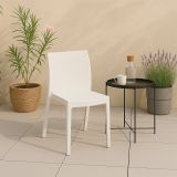 Sedia da esterno Fiano, Sedia outdoor salvaspazio, Impilabile e leggera, Perfetta per giardini e verande, Made in Italy, 42x48 h81 cm, Bianco