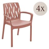 Sedia da Esterno Marrone Terracotta 4 Sedie Impilabile, Braccioli Made in Italy - Rumley