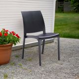 Sedia da esterno Miranda, Seggiola da giardino, Seduta outdoor multiuso, Panchina da giardino, Made in Italy, 54x46 h80 cm, Antracite
