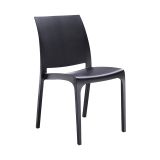 Sedia da esterno Miranda, Seggiola da giardino, Seduta outdoor multiuso, Panchina da giardino, Made in Italy, 54x46 h80 cm, Antracite