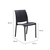 Sedia da esterno Miranda, Seggiola da giardino, Seduta outdoor multiuso, Panchina da giardino, Made in Italy, 54x46 h80 cm, Antracite
